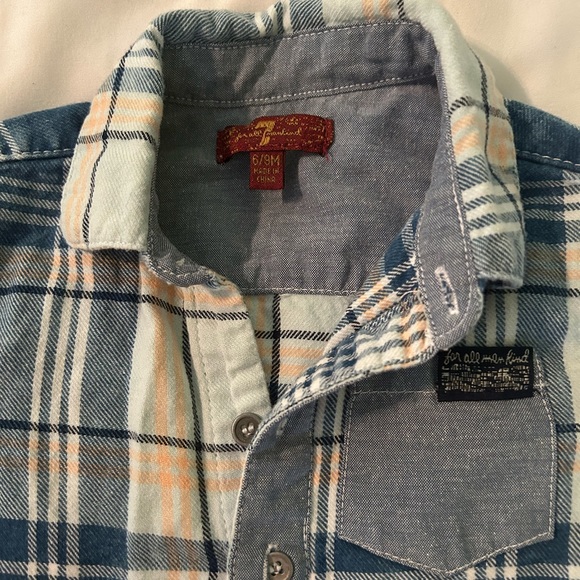 Baby overall blue & white checkered size 6-9 months 7’s for all mankind - Picture 2 of 3